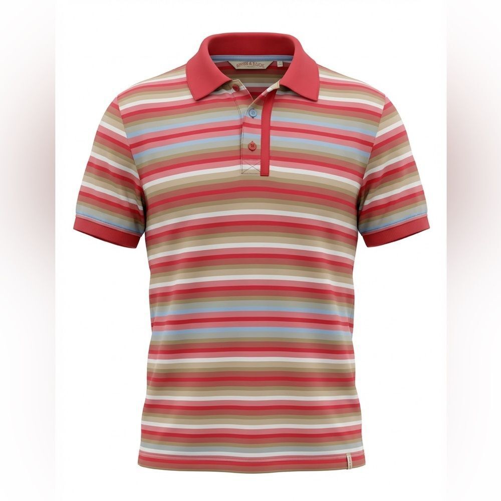 TED BAKER MENS POLO SHIRT SIZE 4 ORANGE STRIPED